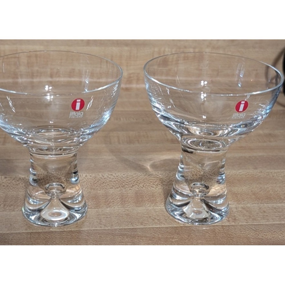 Vintage Iittala Tapio Wirkkala Cordial Port  Glasses Bubble Stem Set of 2 NOS